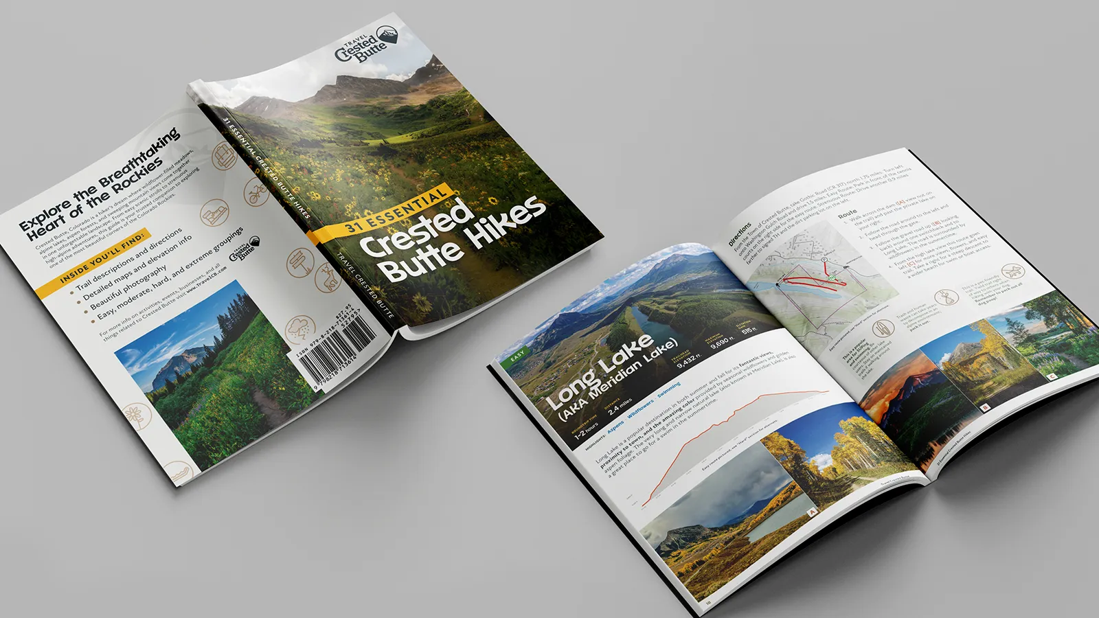 Hiking guide cover and back mockup